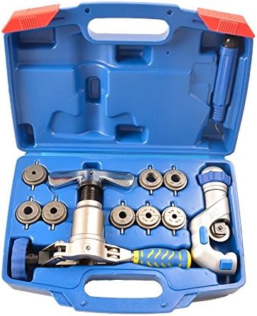 Iwiss 1/4" to 3/4" O.D.Tubing 45 Degree Eccentric Type Copper Pipe Crimping Tool Kit with Flaring+Cutting+Deburring Function
