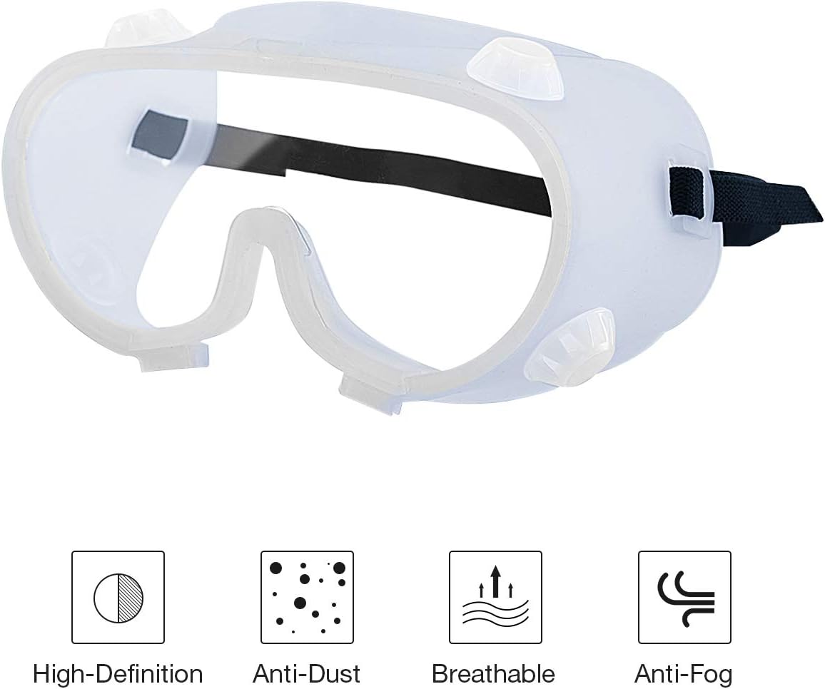 TAPCET Safety Goggles, Safety Glasses Eyewear for Personal Protection, Clear Lens Anti-Fog & Anti-scratch, OTG Design Work Goggles for Both Adult & Kids