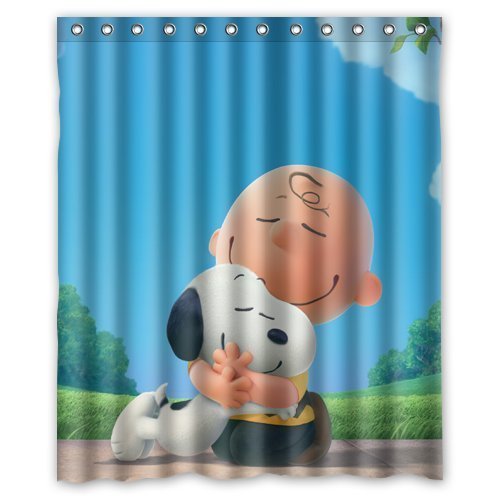 FUNNYY Peanuts Charlie Brown Snoopy Shower Curtain 60"x72