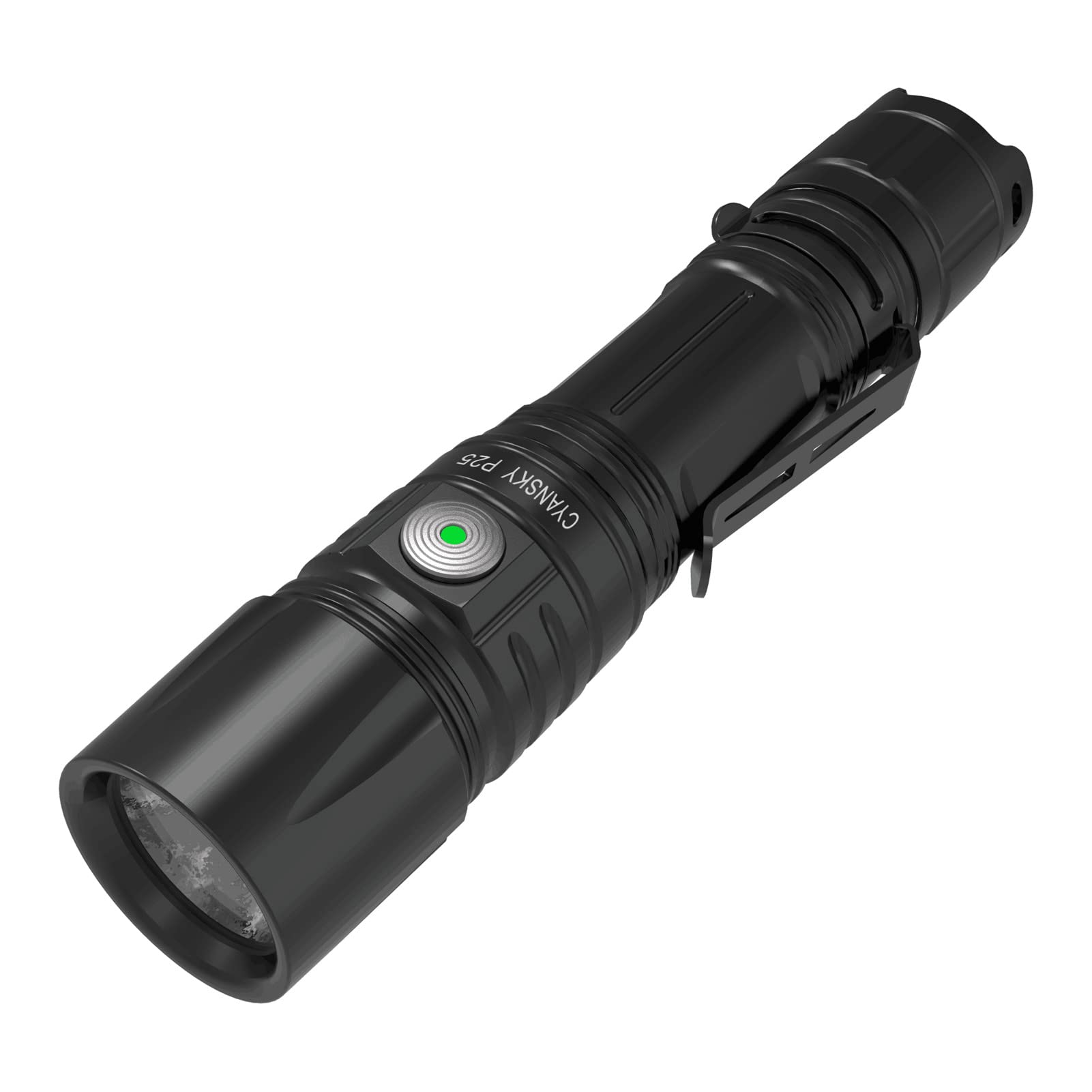 CYANSKY P25 V2.0 3600 Lumens Tactical Flashlight,USB-C Rechargeable LED Floodlight,IPX8 Waterproof,208 Meters Beam Distance (Black)
