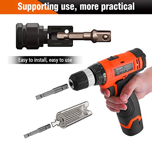 CIGOTU Multi-function 7mm-19mm Ratchet Universal Sockets Metric Wrench Power Drill Adapter Set and 105 Degree Right Angle Extension Power Screwdriver Drill Attachment 1/4" Drive 6mm Hex Magnetic Bit