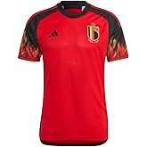 adidas Men's Belgium 2022 Home Jersey - Slim Fit Moisture-Wicking Soccer Shirt with Iconic Red Devils Design