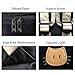 Moolecole Leather & Canvas Backpack School Bag Laptop Backpack with Cat's Ears Design,Set with 1pc Wallet (Black)