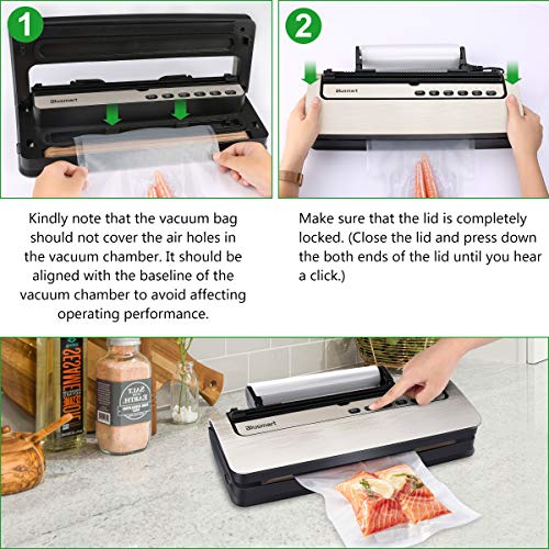 Vacuum Sealer Blusmart 80Kpa Food Sealer Machine Automatic Air Sealing