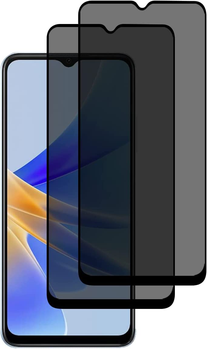 Fiokxie 2 Pack Anti-Spy Screen Protector for OPPO A17/ OPPO A16- Full Screen Privacy Screen Protector, 3D Tempered Glass Film, 9H Hardness Anti-Peeping Full Coverage Protector Anti Scratch Screen
