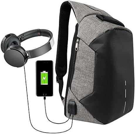 Men USB Charge Laptop Backpack Fashion Anti-theft Backpacks Sports Bags (Gray)