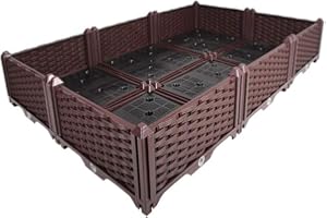 BAOYOUNI Rectangular Raised Garden Bed Kit Indoor Outdoor Plastic Planter Grow Box for Fresh Vegetables, Herbs, Flowers & Succulents, Brown, 46.06'' x 30.7'' x 8.66''