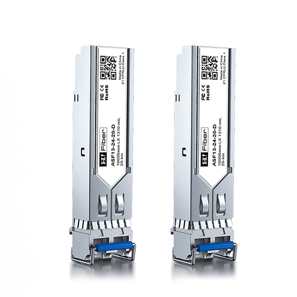 2PCS 1.25G Single Mode SFP LC Module, 1000Base-LX/LH Fiber Transceiver for Ubiquiti UF-SM-1G,Mikrotik, Intel, AGM732F, and More (SMF,1310nm,20km,DDM)
