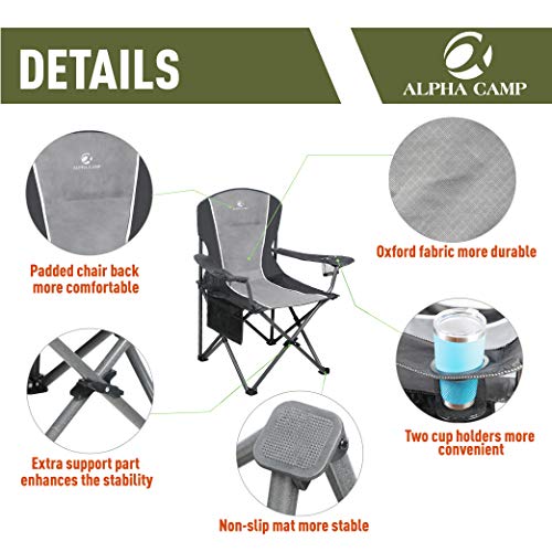 ALPHA CAMP Oversized Camping Folding Chair Heavy Duty Steel Frame