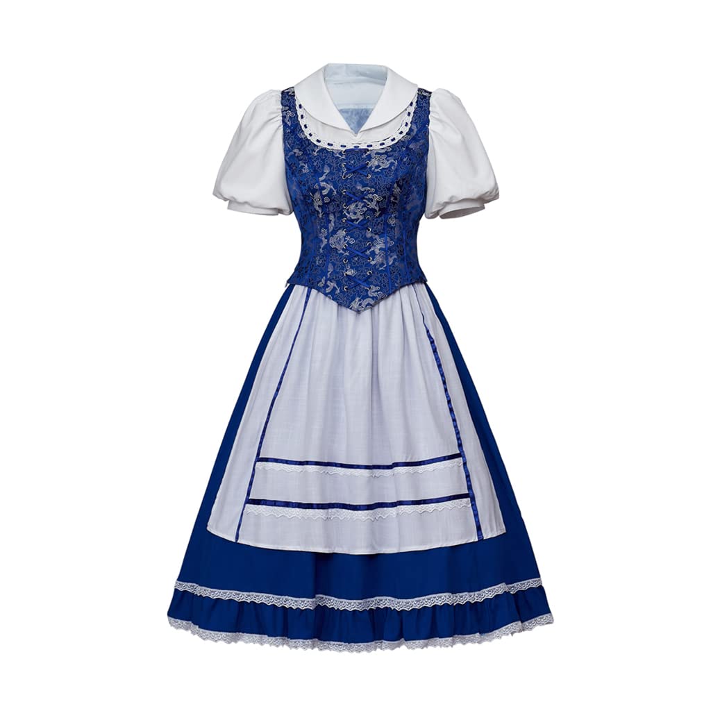 VEECOOCOS Beauty Belle Cosplay Kostuum Vrouwen Maid Blauwe Jurk Outfit Halloween Fancy Party Dress Up-S