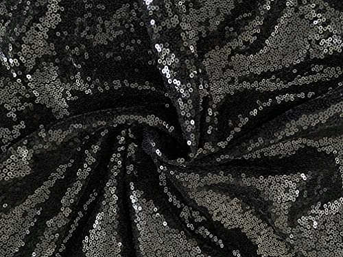 Fancy Textiles Heavy Sequin Sparkly Decorations Material Dress Making Fabric (1 Meter(pre Cut), Black) โ image 1