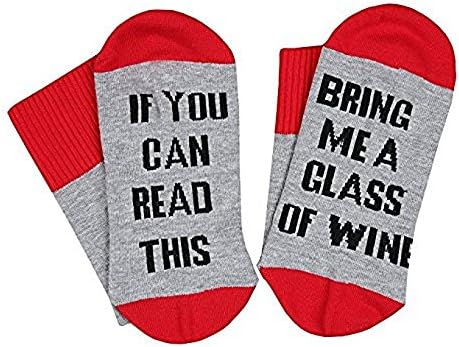 Nastafi Comfort Cotton Socks "If you can read this bring me a glass of wine"