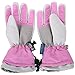 Simplicity Girl's Skiing Gloves Winter Warm Mittens, Pink Blue Grey, M(7-9 Years)