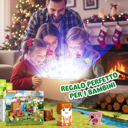 Crifeton Costruzioni Magnetiche per Bambini 100 PCS 2CM 3+ Giochi Cubi Magnetici Blocchi Magnetic Building Blocks Giocattoli Montessori a Partire da 3 4 5 6 7 8 9 10 11 12 Anni Regali di Compleanno