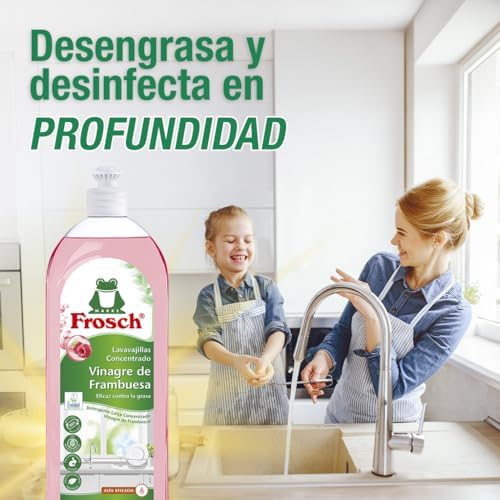- Lavavajillas a Mano Líquido Concentrado Ecológico Vinagre de Frambuesa, Extra Desengrasante y eficacia - Pack de 10 Unidades x 750 ml