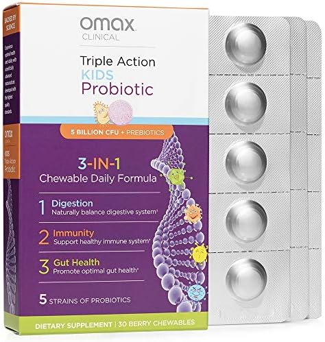 Omax Kids Daily Probiotic Prebiotic Natural Berry Chewable