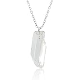 GEMSYMPHONY Raw Gemstone Necklace – Natural 15–25mm Crystal Pendant with Silver Plated Chain – Handmade Boho Jewelry for Women – Healing Stone Gift – Adjustable Necklace