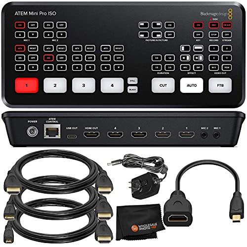 ATEM Mini Pro ISO HDMI Live Stream Switcher and 4PC Starter Accessory