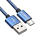 Onite 4 Pack of 1ft 3.3ft 6.6ft 10ft Braided Micro USB Charger Cable for LG Tribute HD Stylo 3 K7 K8, Samsung Galaxy J7 J5 S7 S6 S5, Note 3 4 5, Moto E G, Sony Xperia XA Ultra, BLU R1 Advance (Blue)