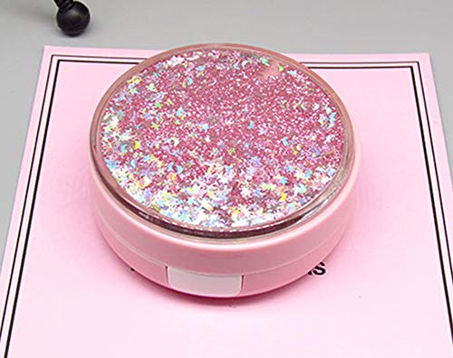 Stylish Cute Quicksand Contact Lens Case,Portable Travel Contact Lens Case Eye Care Kit Set Container Box Holder 1PCS (Pink-2)