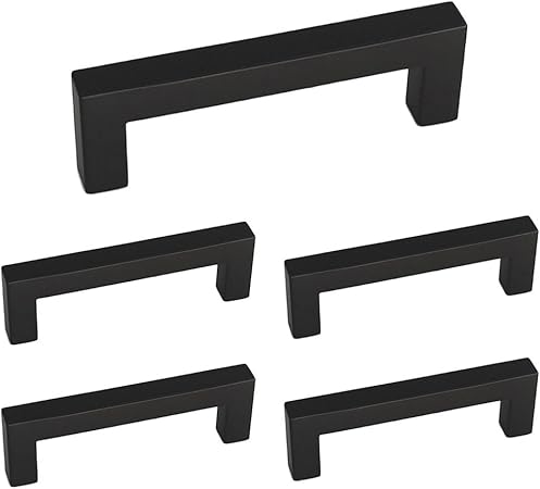5 Pack Homdiy Black Sqare Bar Cabinet Pulls Hdj12bk Stainless