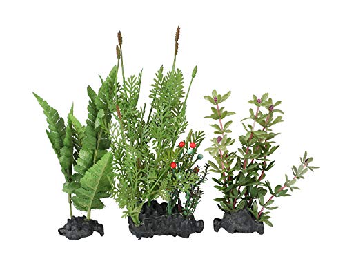 CNZ 3 Pcs Assorted Lifelike Green Aquarium Plastic Plant Decoration