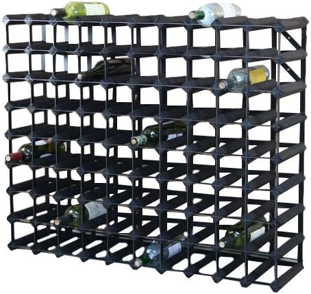 90 Bottle Wine Rack in Modular Design Can Be Fitted Together Using The Clip System to Create Your Own Custom Sized Wine Rack System. (Black Stained/Black Steel)