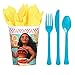 Disney Moana Deluxe MEGA Birthday Party Supplies Pack and Decorations for 16 includes Plates, Napkins, Cups, Cutlery, a Table Cover, a Candle, Swirl Decorations, and a Flower Garland