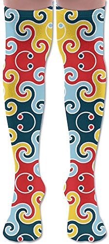 Octopod Diamond Alternating Youth Soccer Socks Fasoar Teens Knee High Football Socks Long Striped Rugby Tube Socks