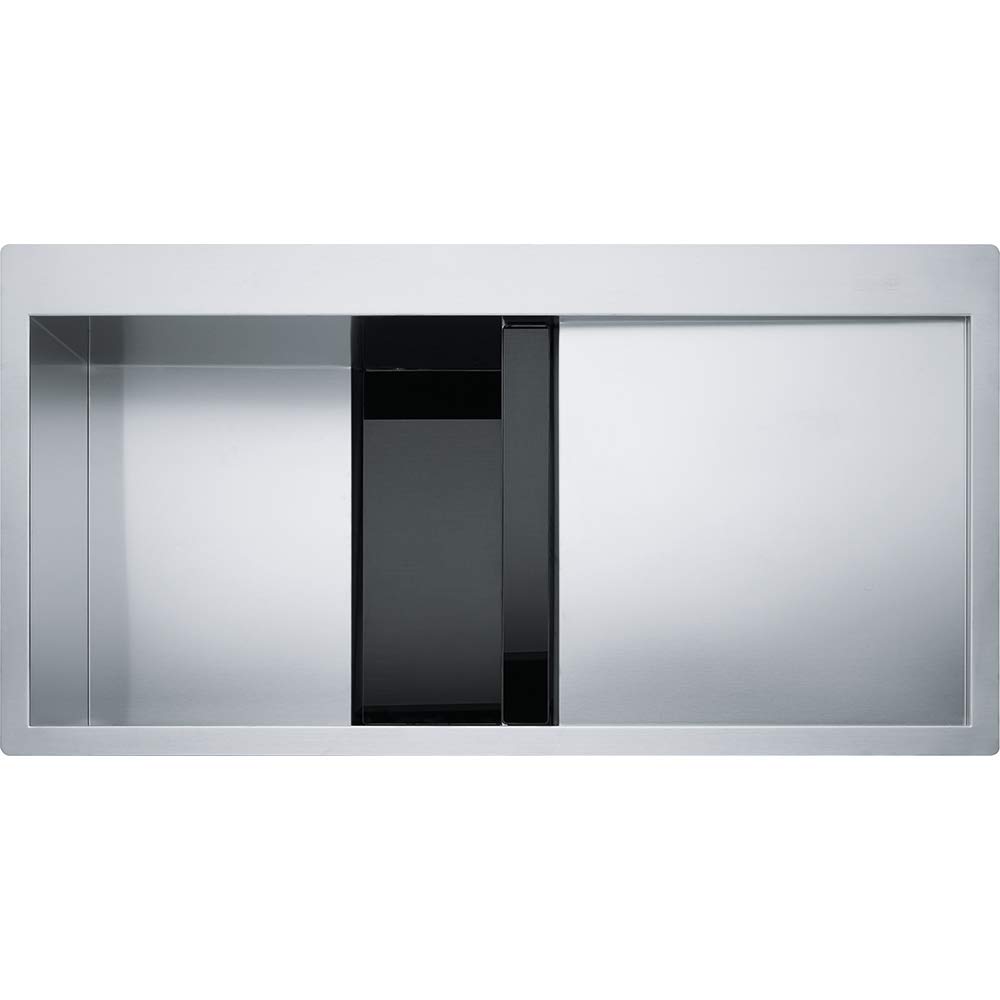 Franke CLV 214 127.0306.387 Kitchen sink Slim Top, stainless steel satin gloss / black glass