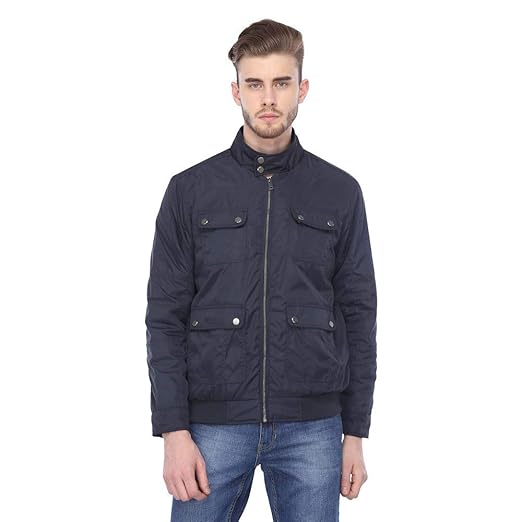 Buy Octave Mens Band Collar Solid Jacket at Amazon.in