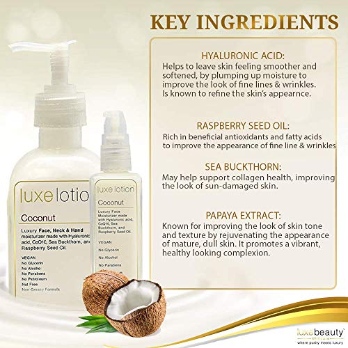 LUXE LOTION Luxurious Face, Neck & Hand Hyaluronic Acid Moisturizer 8
