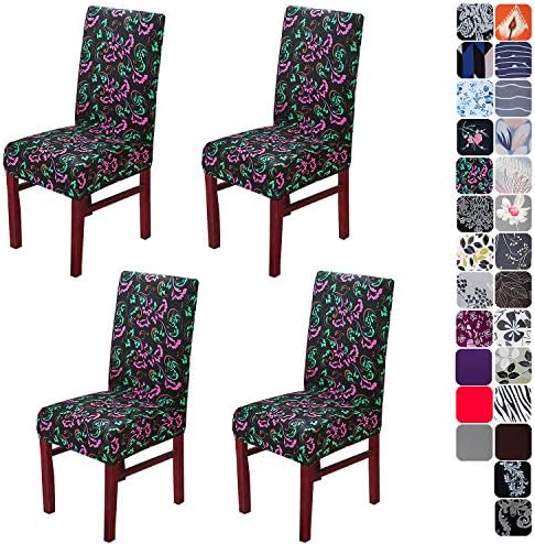 Tavie Dining Chair Covers Set of 4 Stretch Slipcover Elastic Stretchable Chairs Spandex Cover Protector for Hotel Party Wedding Dining Room Rose Red Spider Lily
