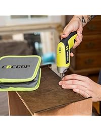 Juego de destornilladores eléctricos CACOOP (CSD04002), batería de litio de 4 V máx. incluida 1) soporte flexible para brocas de extensión, 1 soporte para brocas de 2 pulgadas, 24 pulgadas, 1 cable de carga USB y bolsa de transporte suave