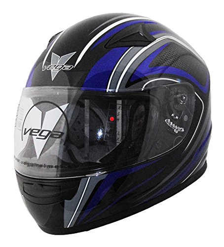 Vega Mach 2.0 Jr Full Face Helmet with Tech Graphics (Blue, Medium)