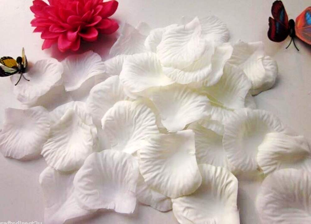 CHSYOO 1000 x Artificial Flora Petal Roses Flowers Confetti, Romantic Decorations for Wedding Birthday Bridal Shower Valentines Marriage Proposal, White
