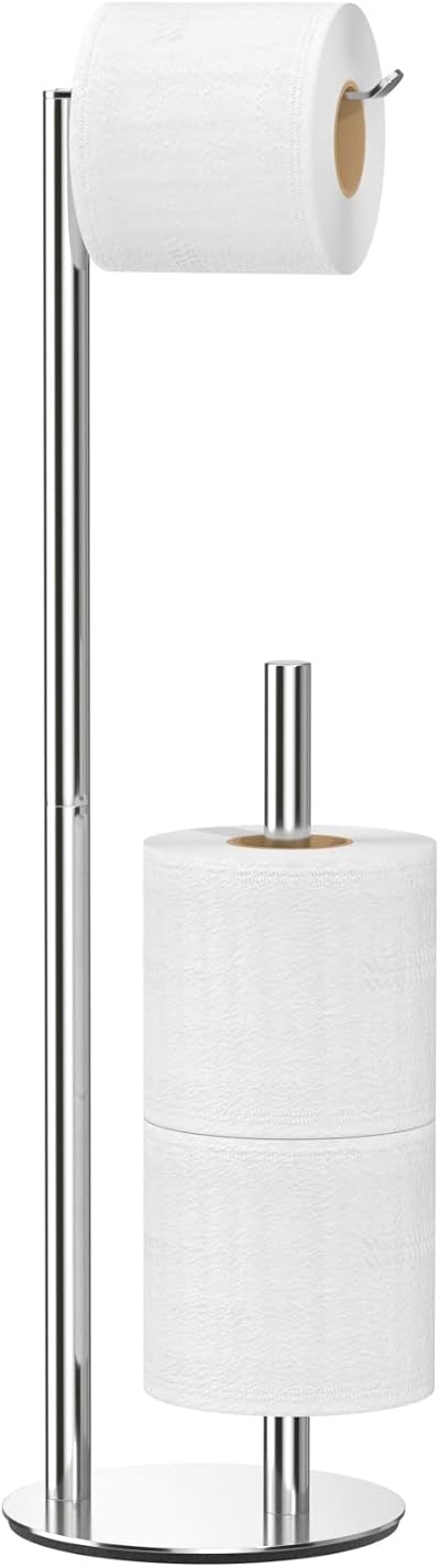 niffgaff Brushed Nickel Free-Standing Toilet Paper Holder Stand