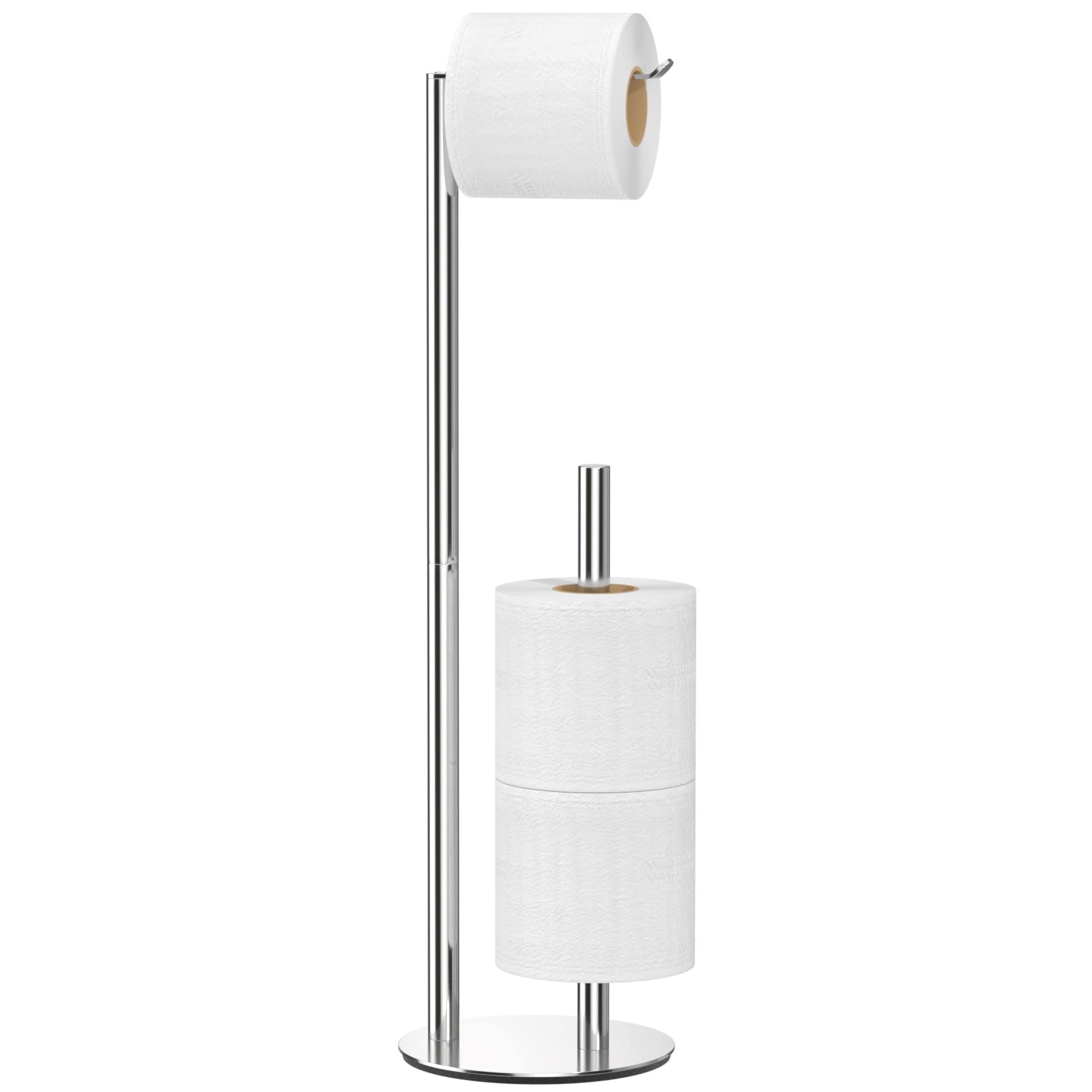 Brushed Nickel Toilet Paper Holder Stand,Free-Standing Toilet Paper Storage,Stainless Steel Toilet Tissue Paper Roll Storage Shelf and Dispenser Holds 3 Paper Rolls,Bathroom Accessories