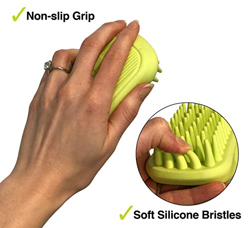 Dog Bath Brush â€“ Best Pet Bathing Tool for Dogs â€“ Pet Shampoo Brush for Grooming â€“ Soft Silicone Bristles Give Pet Gentle Massage