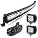 LEDKINGDOMUS Led Light Bar 300W 52 inches Curved Light Bar & 2pc 4 inches 18W Flood Light Pods & Switch Wiring Harness Compatible for Pickup, Truck, Car, ATV, 4x4, 4WD, Off Road Driving Light