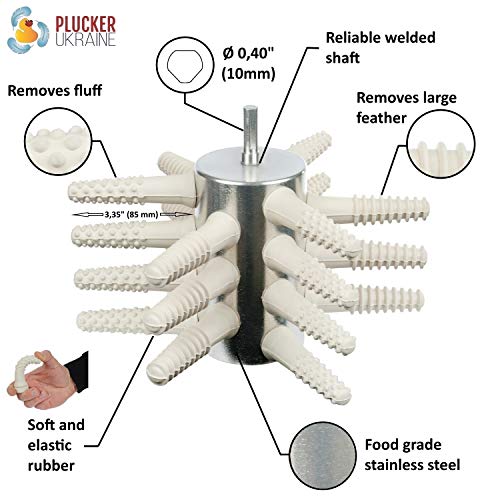 PluckerUkraine Chicken Plucker Drill Attachment Stainless Steel