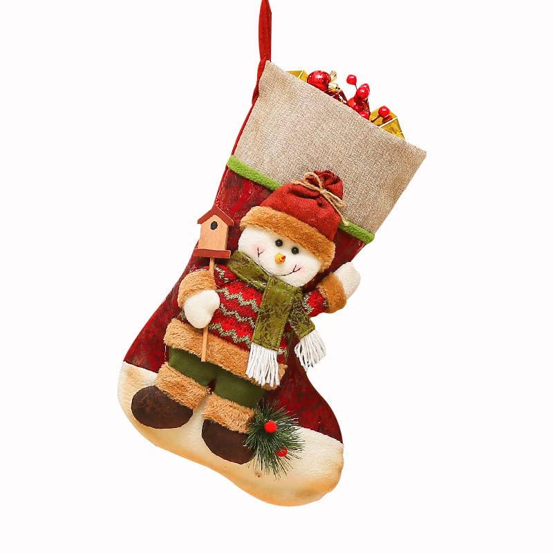 Christmas Stockings Linen Xmas Hanging Bags Gift Large Opening Treat Bag for Christmas Tree Fireplace Wall. Decorations