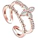 BOHG Jewelry Women's 18k Rose Gold Plated Cubic Zirconia Cz Flower Eternity Ring Engagement Wedding Band Size 7