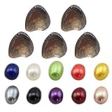 NewEGG 10pcs Cultured Love Wish Pearl Oyster Oval Pearls Various Shining Meaningful Color, Freshwater Oysters with Pearls Inside (7-8mm, 10 PCs/lot)
