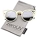 zeroUV Womens Fashion Round Metal Cut-Out Flash Mirror Lens Cat Eye Sunglasses (Gold/Silver Mirror)