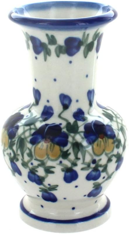 Blue Rose Polish Pottery Pansies Medium Vase