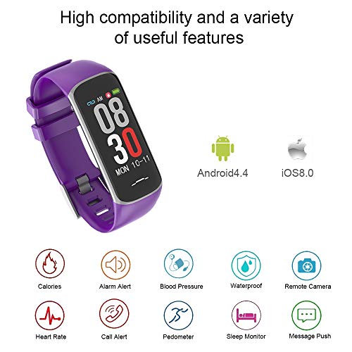 Fitness Tracker, Activity Tracker Watch with Heart Rate Monitor, Smart Watch with Message Reminder and Step Counter, Smart Bracelet with Blood Pressure and Sleep Monitor