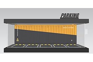 Bivitre 1/64 Model Car Display Case - Compatible with Hot Wheels Matchbox Mini GT Diecast Cars,Acrylic Box for Toy Cars Display Décor and Storage,Stackable Garage Diorama with LED Lights(1T-Container)