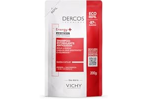 Vichy Dercos Energy+, Refil Shampoo Estimulante, Tratamento Antiqueda para Cabelos Fracos e Quebradiços, Fortalece os Fios com Aminexil, AHA, Niacinamida e Vitamina E, 200g
