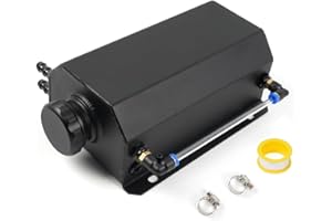 RASTP Universal 2L Coolant Overflow Tank, Aluminum Coolant Radiator Tank,Reservoir Expansion,Black